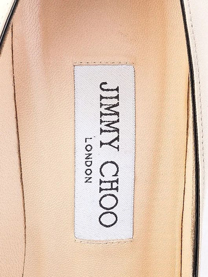 Excellent Jimmy Choo High-Heeled Shoes Black Beige Leather Size 39