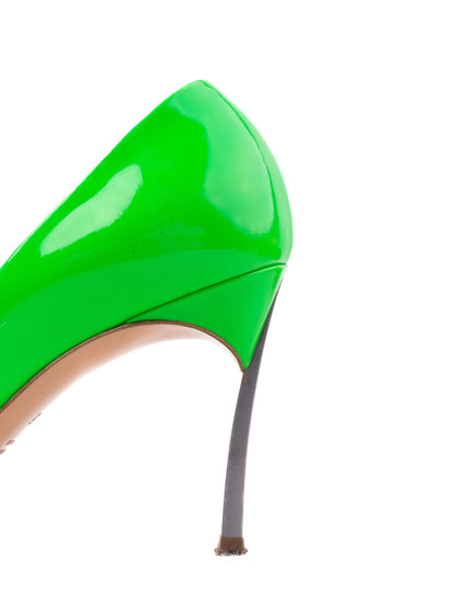 Excellent Casadei Green Leather Stiletto Heels Size 36 Peep-Toe
