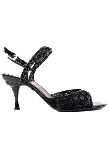 Excellent Salvatore Ferragamo Black High-Heeled Sandals Size 38