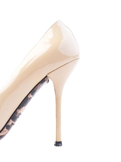 Excellent Dolce Gabbana White Leather High-Heeled Shoes Size 38.5