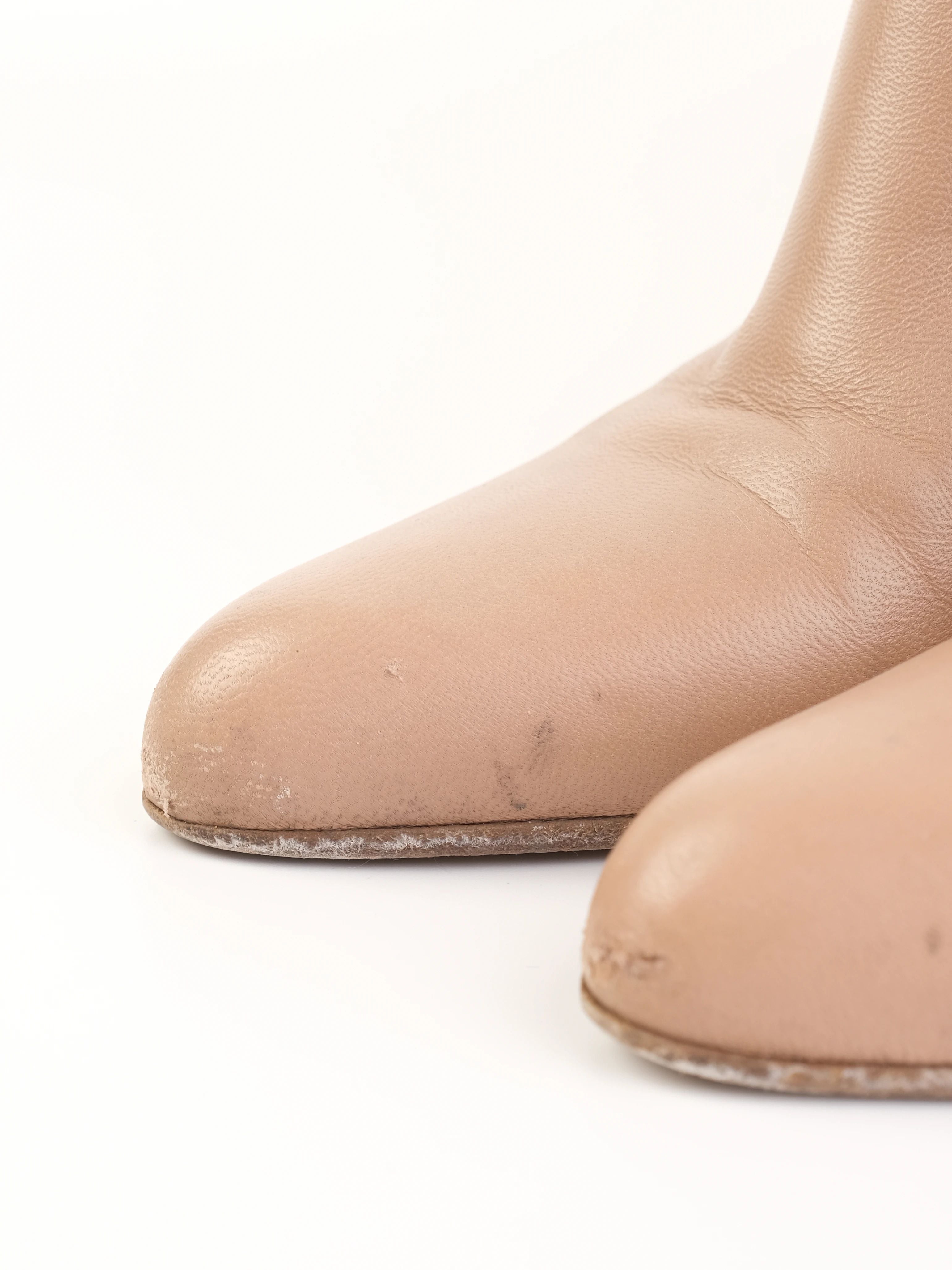 Average Marni Pink Leather Ankle Boots with Unique Wooden Block Heel Size 36