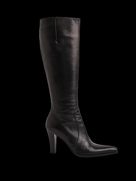 Excellent Gianmarco Lorenzi Black High-Heeled Leather Boots Size 36