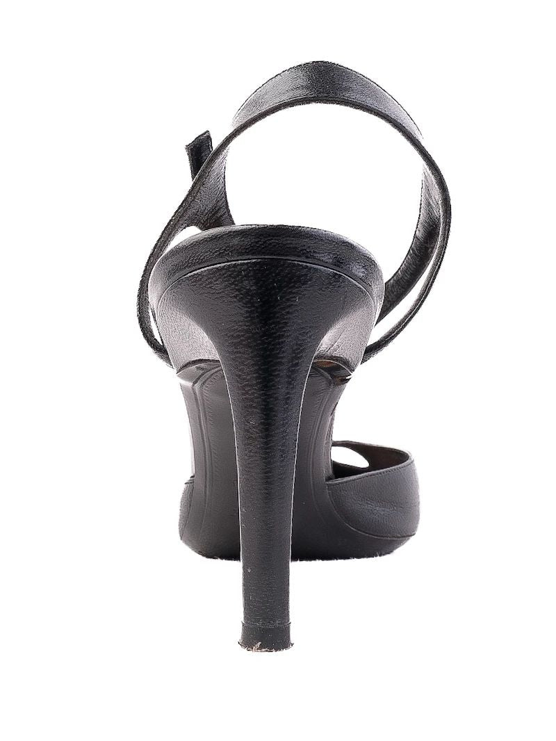 Excellent Bally Black High-Heeled Sandals Size 37.5 with Buckle Detail