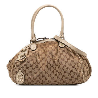 Gucci GG Canvas Sukey Satchel Brown