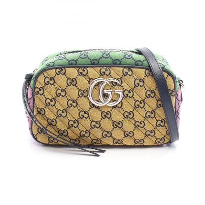 Gucci Gg Marmont Gg Canvas Quilted Shoulder Bag Yellow Navy Multicolor Canvas 447632