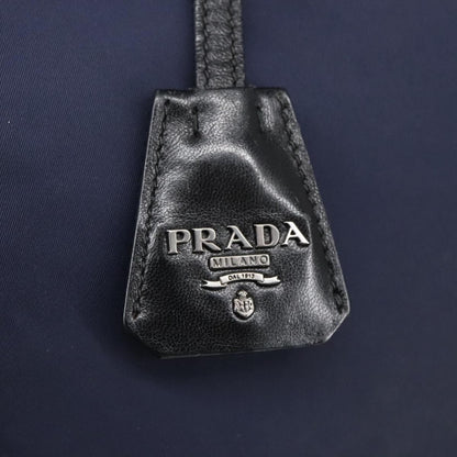 Prada Hand Bag Nylon Navy Silver Auth