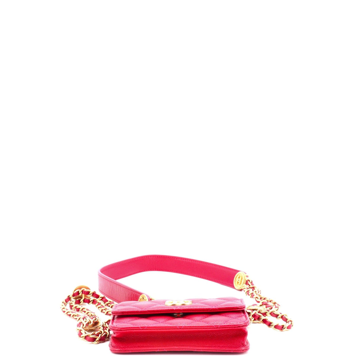 Chanel Twist Your Buttons Flap Coin Purse With Chain Quilted Shiny Caviar