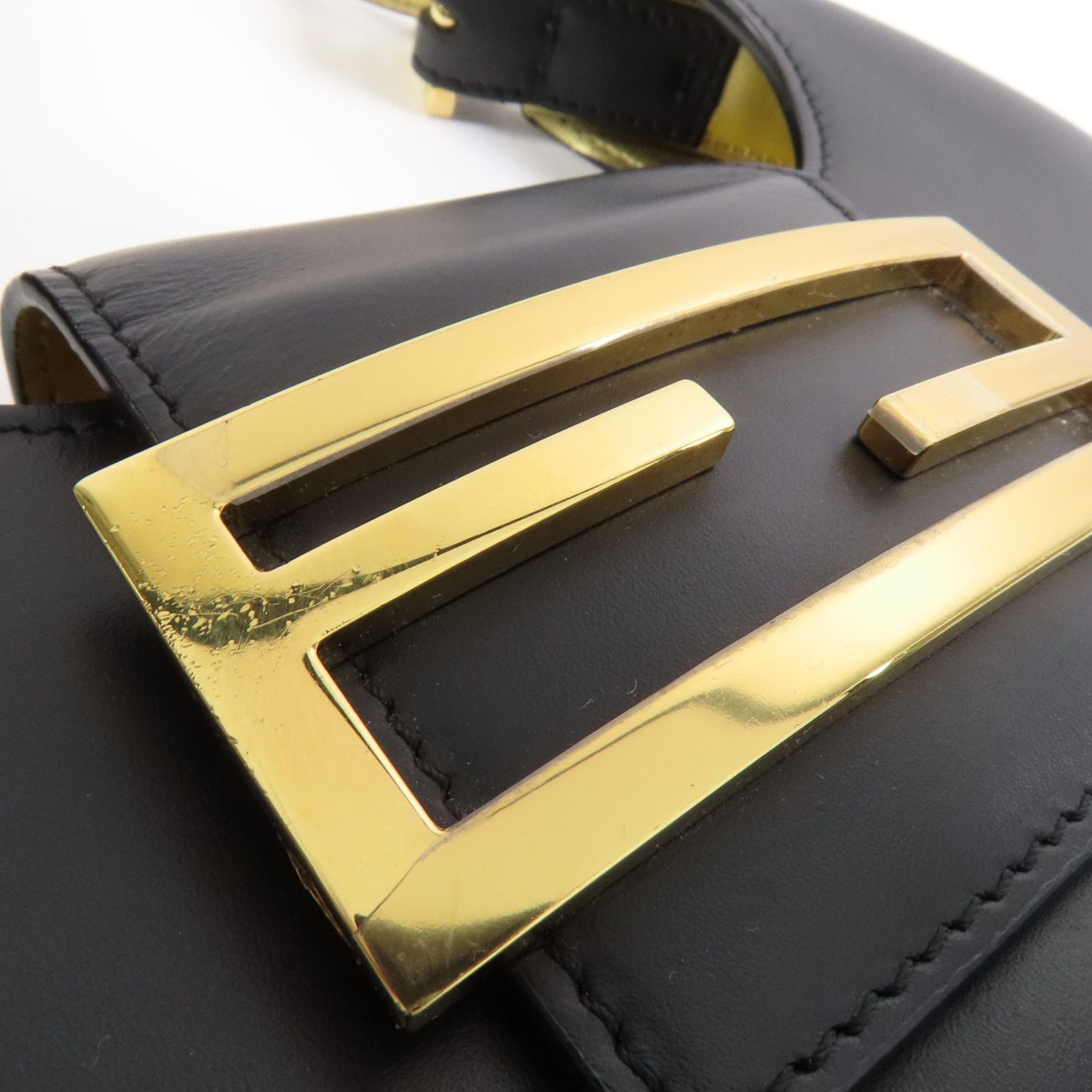Fendi Cowhide Leather Cookie Hobo Bag Golden Shoulder Bag Black Calfskin (cowhide) 8bs 065