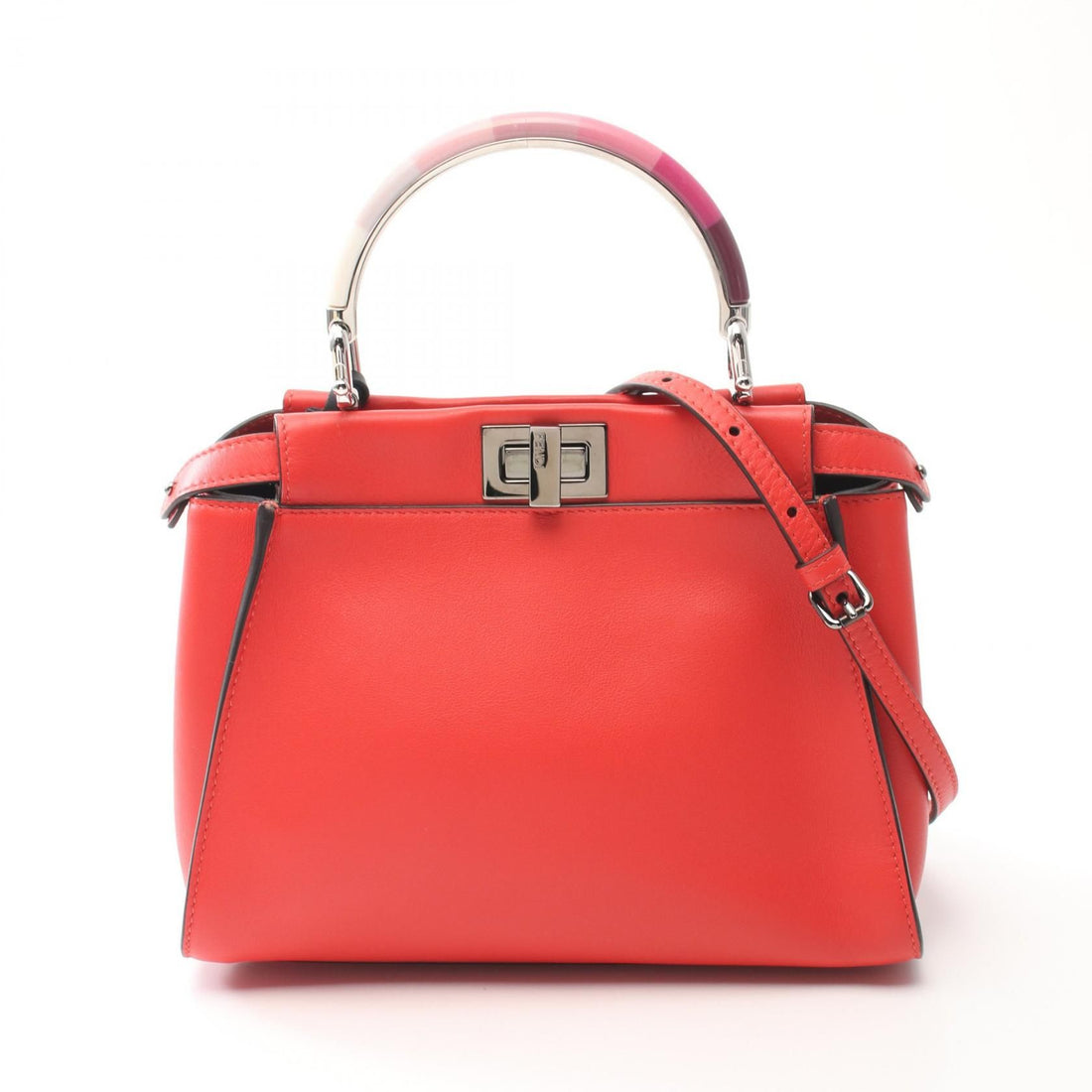 Fendi Mini Peekaboo Iconic Handbag Red Leather 8bn 316