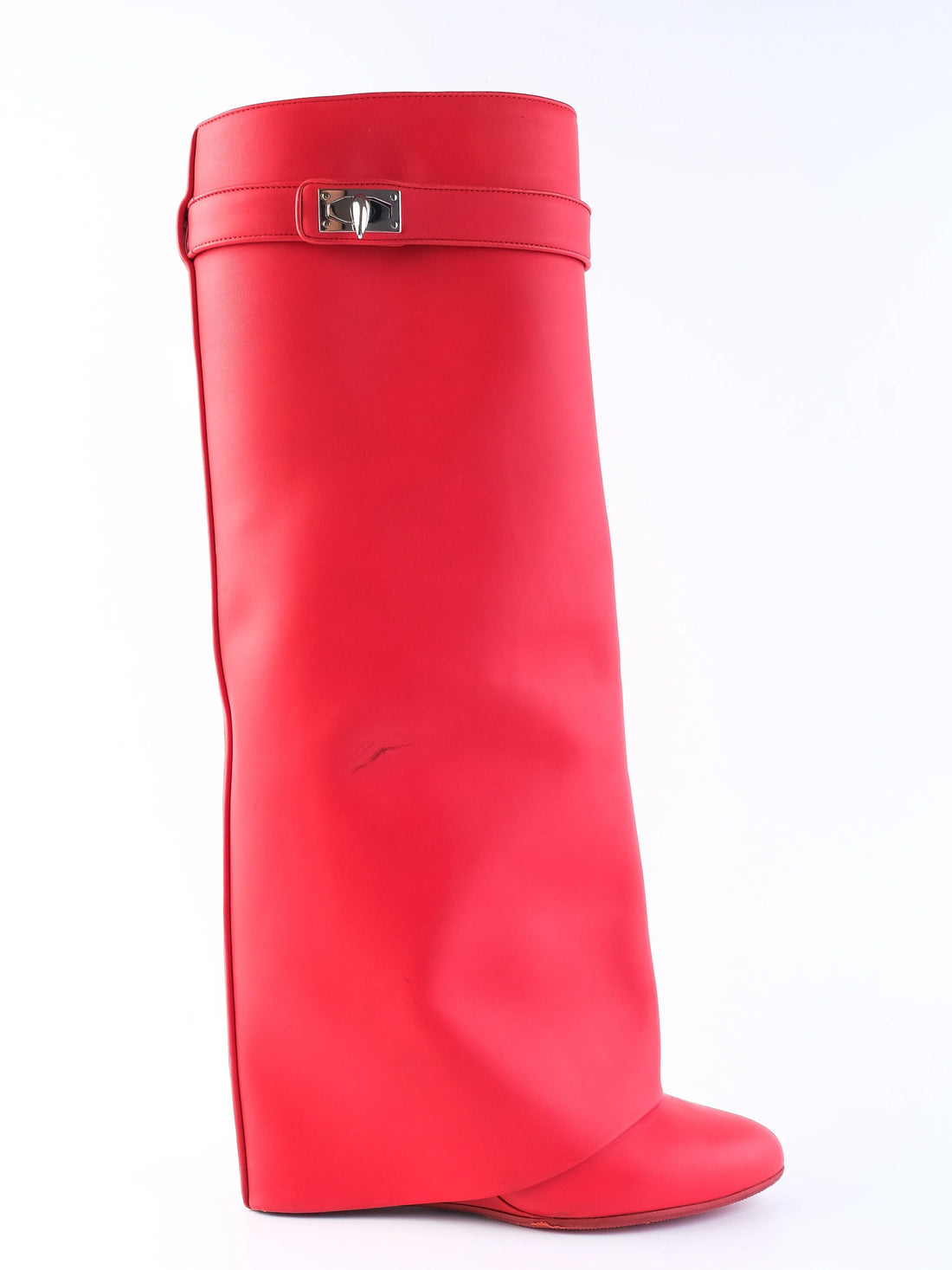 Good Givenchy Red Leather Boots Size 39 Women with Decorative Clasp