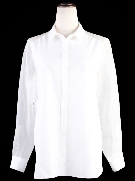 Excellent Burberry White Cotton Long Sleeve Button-Up Shirt