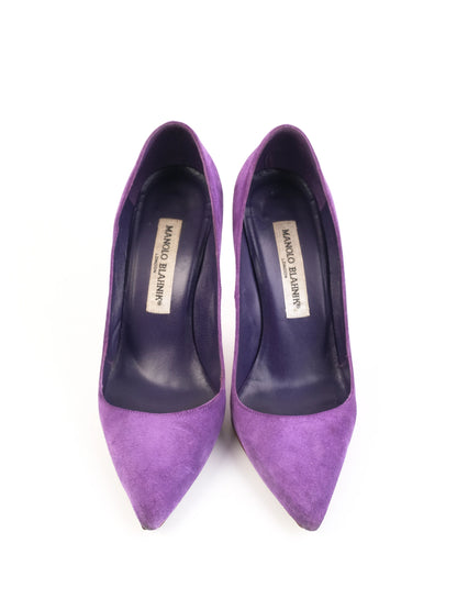 Excellent Manolo Blahnik Purple Leather High-Heeled Shoes Size 36
