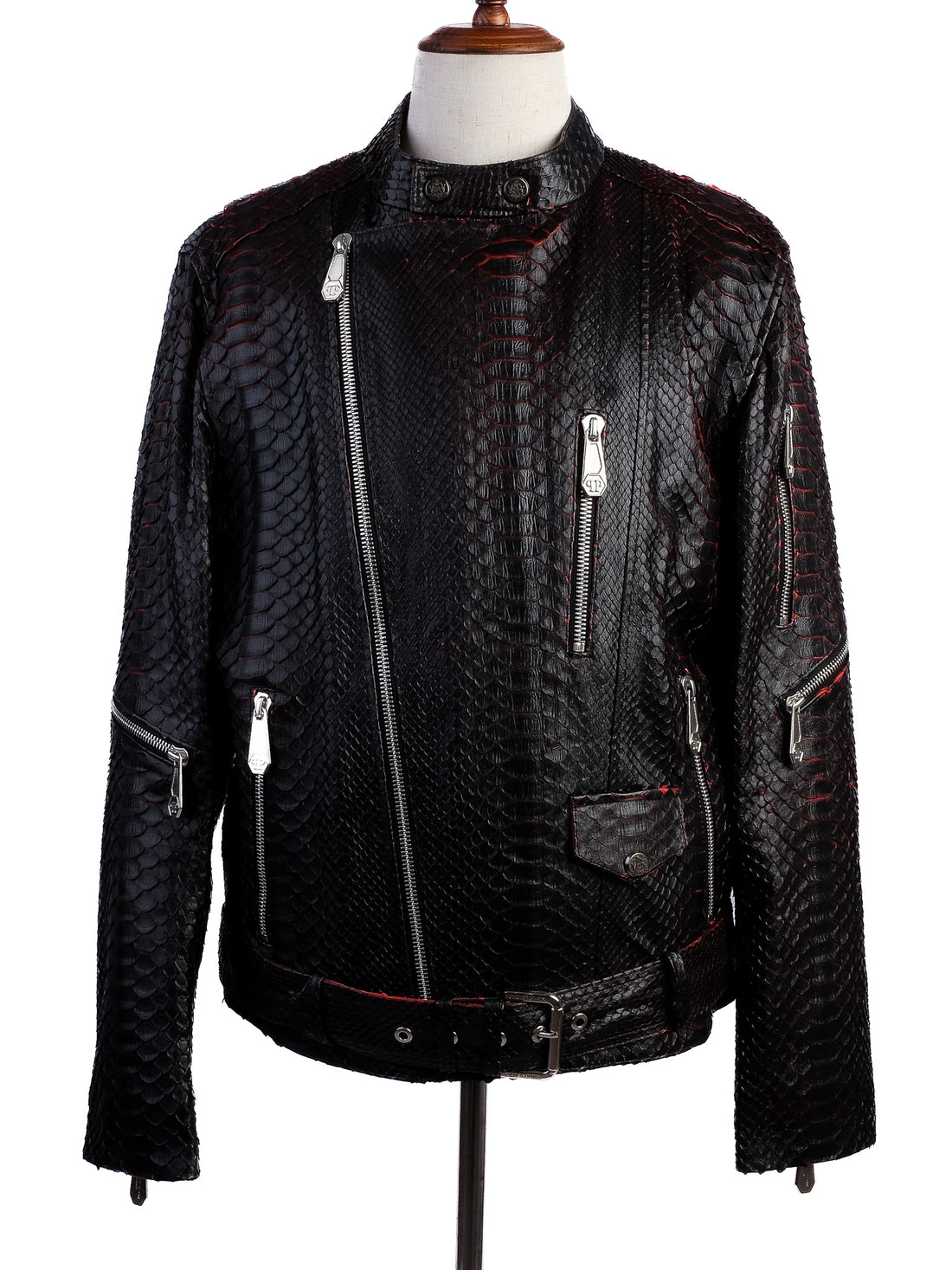 Perfect Phillipp Plein Black Textured Leather Jacket Size XL