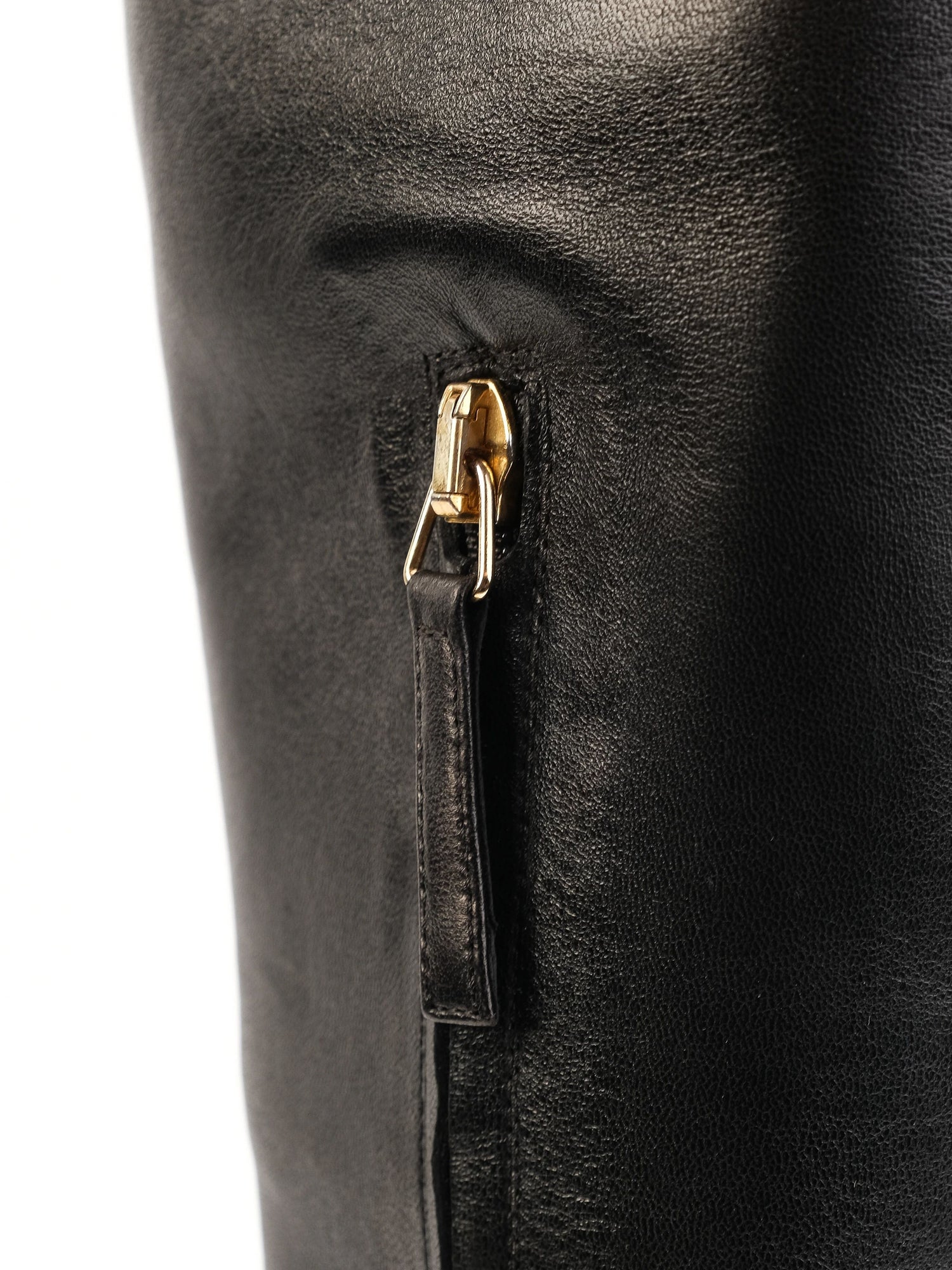 Gianmarco Lorenzi Black Leather Thigh-High Stiletto Boots Size 38