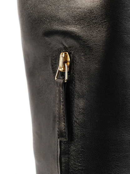 Gianmarco Lorenzi Black Leather Thigh-High Stiletto Boots Size 38