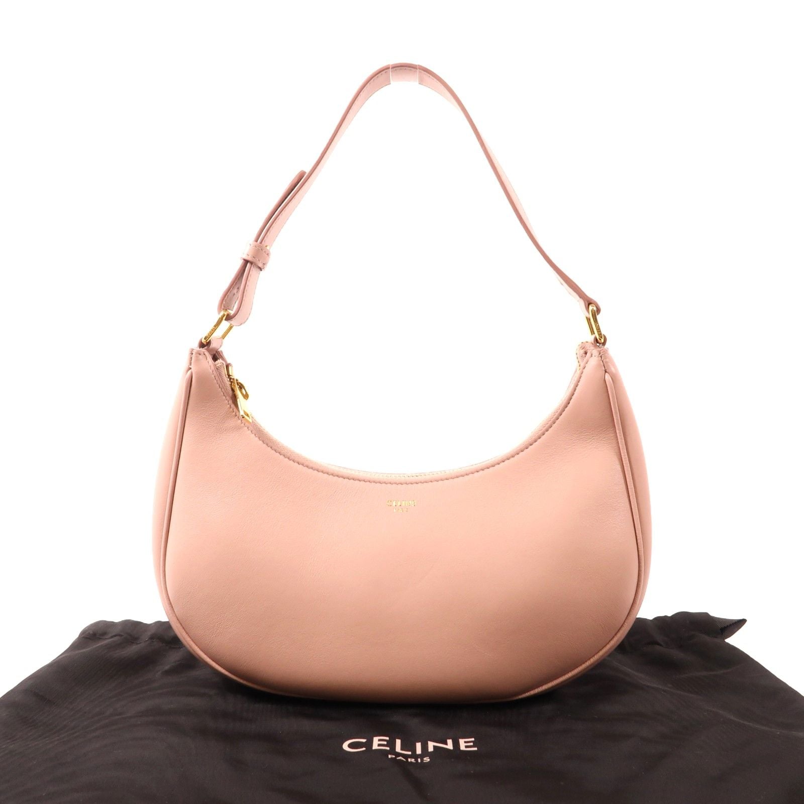 Celine Cowhide Leather Ava Golden Shoulder Bag Pink Calfskin (cowhide) S-ga-5210