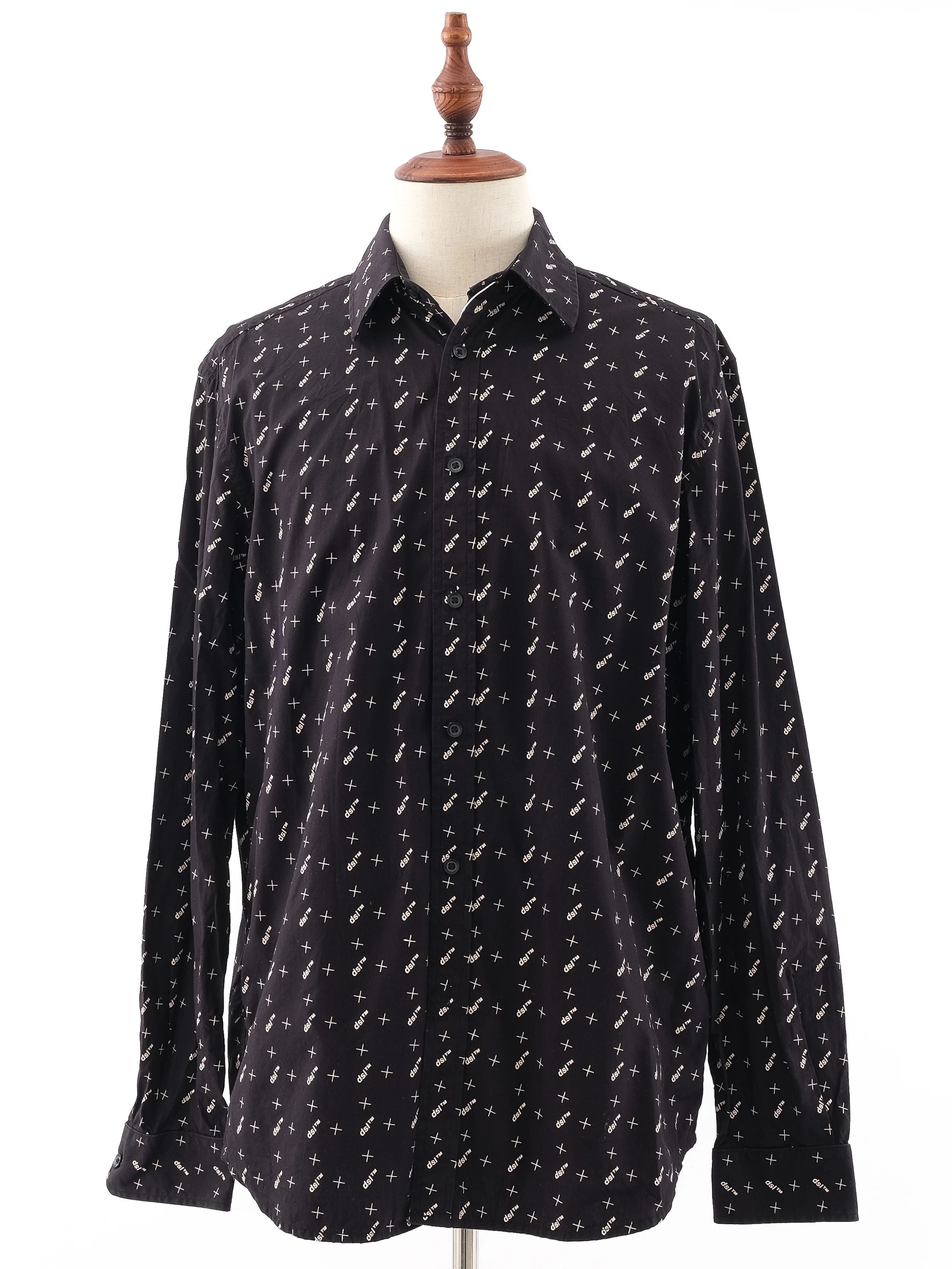 Excellent Diesel Black Cotton Long-Sleeved Shirt Size XL