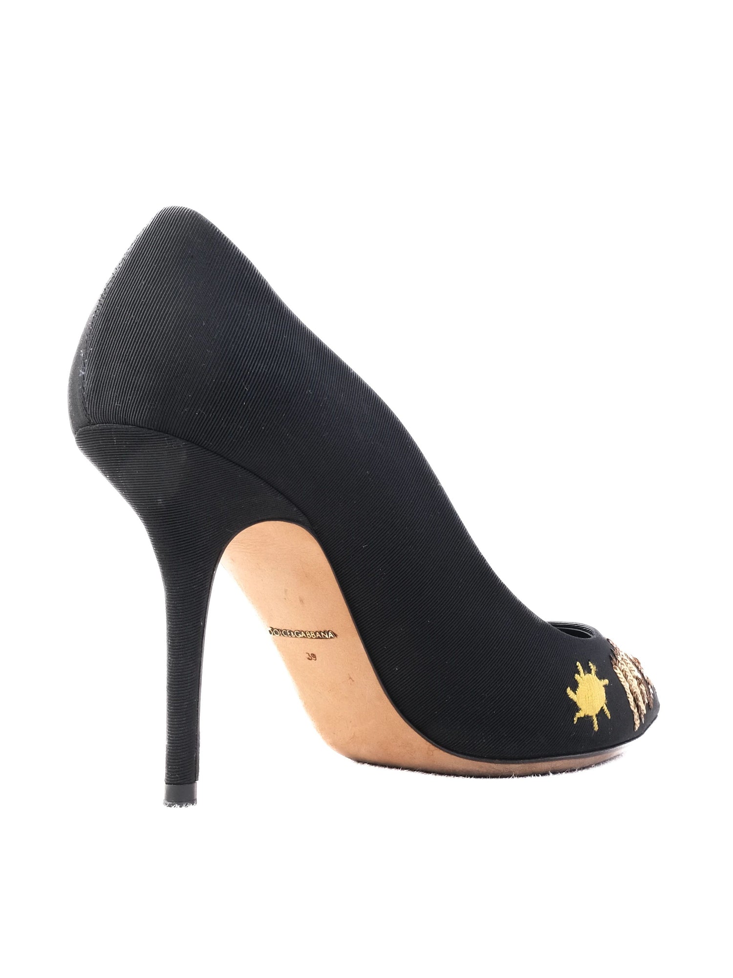 Excellent Dolce Gabbana Black High-Heeled Shoes Embroidered Size N/A