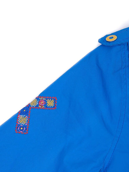 NEW Kenzo Kids Blue Cotton Coat Size 10 with Embroidered Logo