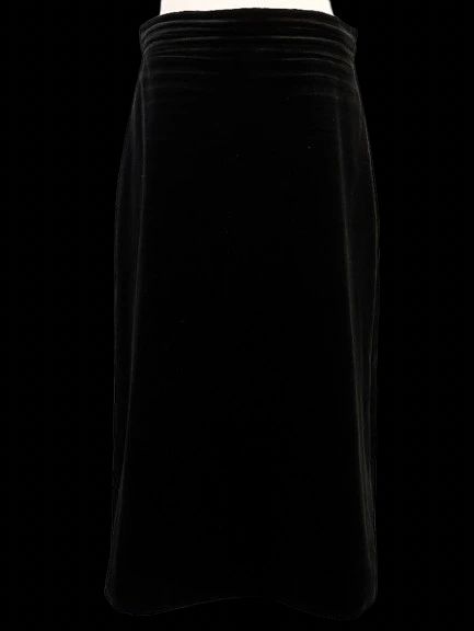 Escada Black Velvet Long Skirt Pleated Size L Excellent Condition