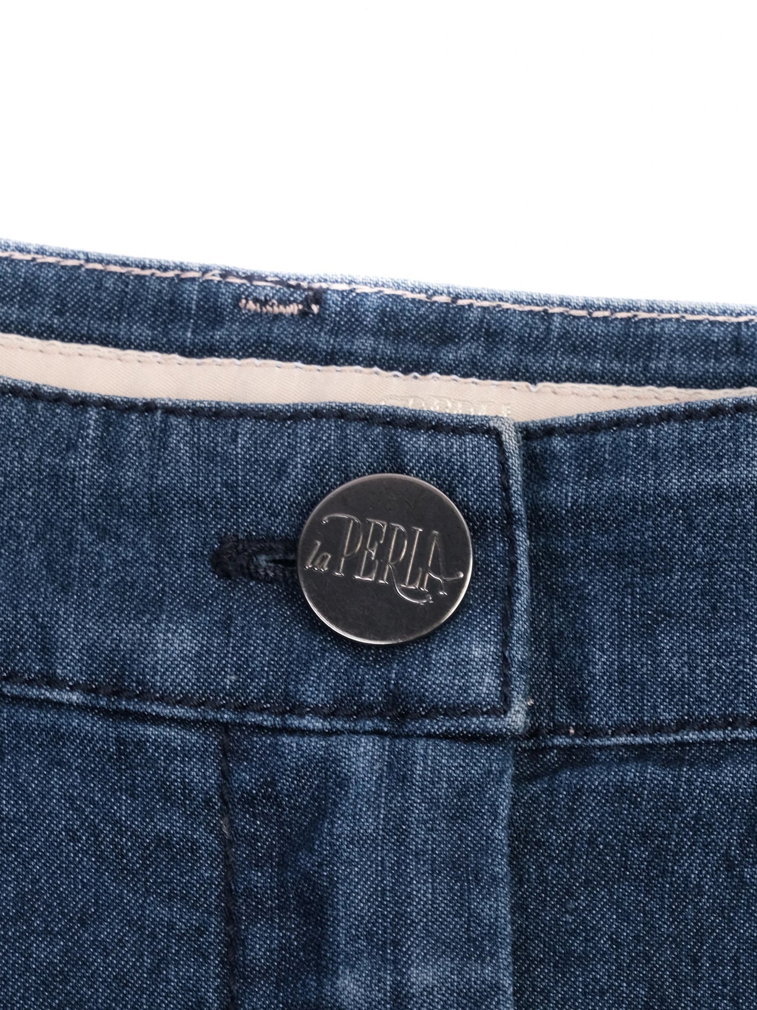 Excellent La Perla Blue Denim Skirt Size M with Unique Details