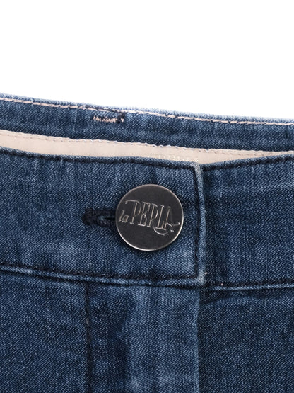 Excellent La Perla Blue Denim Skirt Size M with Unique Details