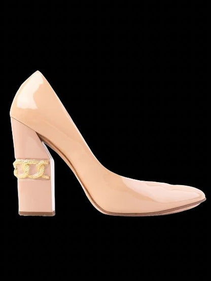 Excellent Casadei White Leather High Heels Size 38.5 with Gold Detail