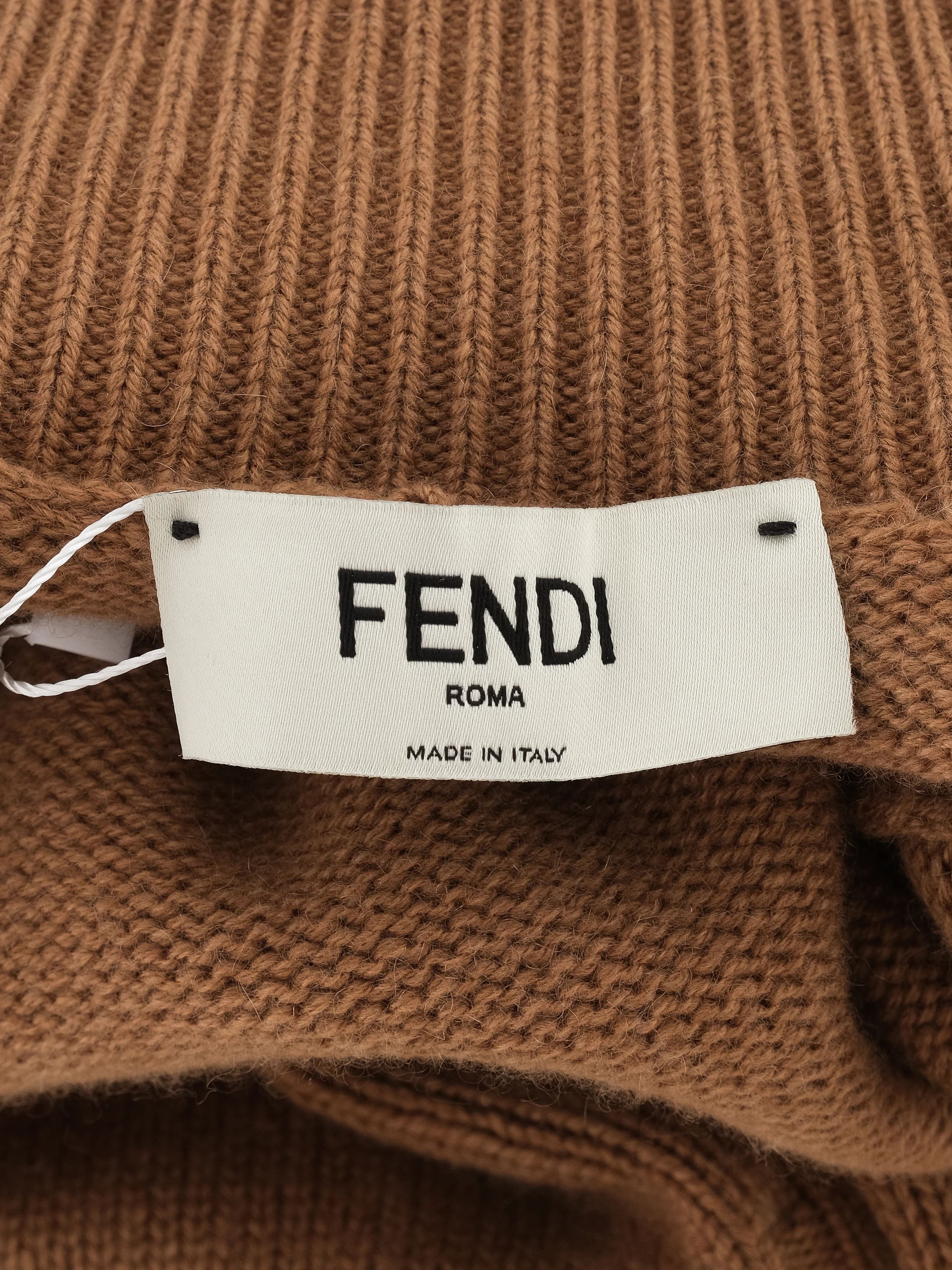 Perfect Fendi Orange Cashmere Cropped Turtleneck Sweater Size XS