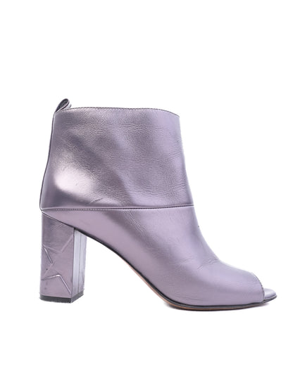 Excellent Golden Goose Gray Leather High-Heeled Ankle Boots Size 39