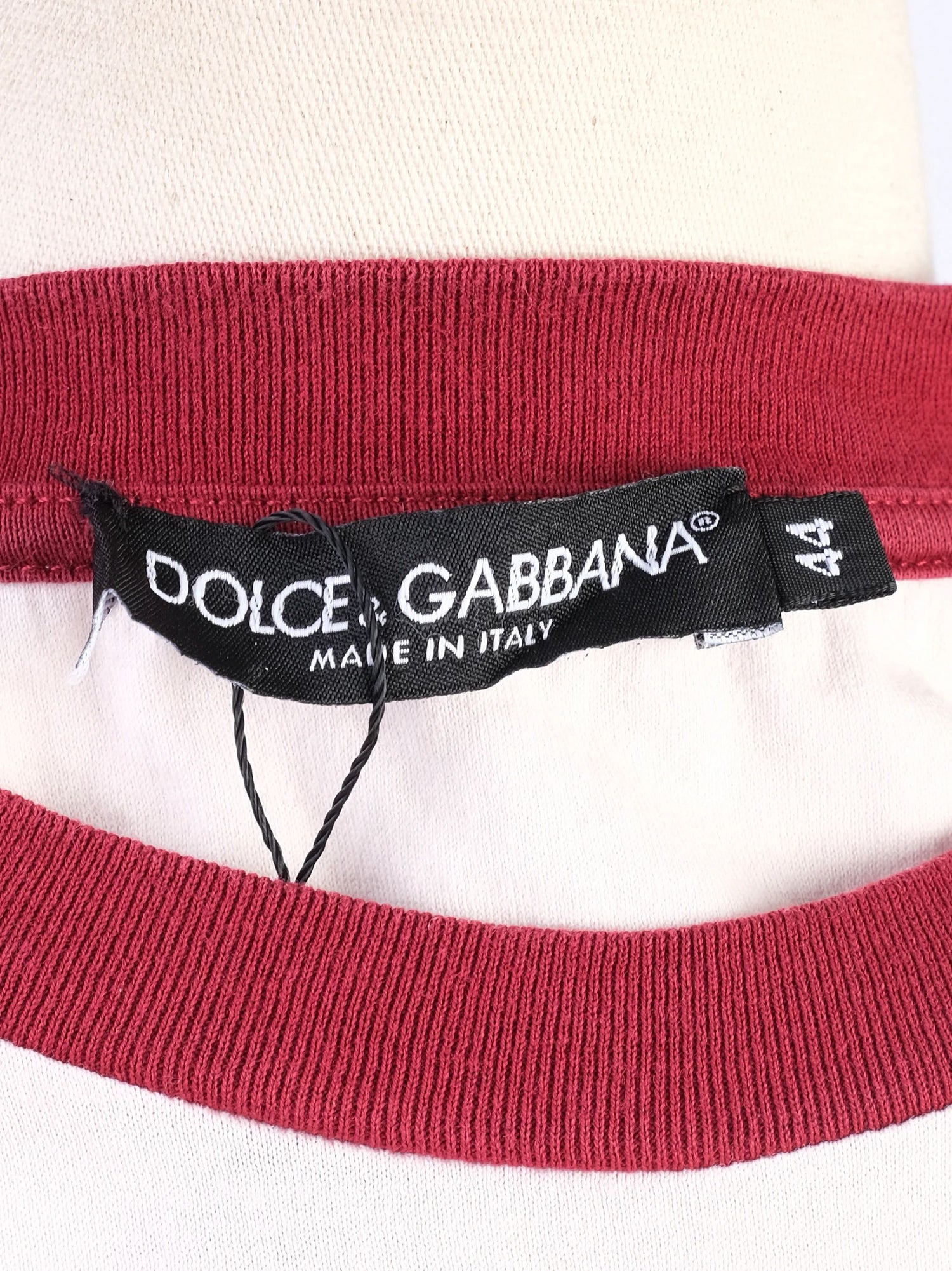 Excellent Dolce Gabbana White T-Shirt Red Trim Women FRITTO MISTO Graphic