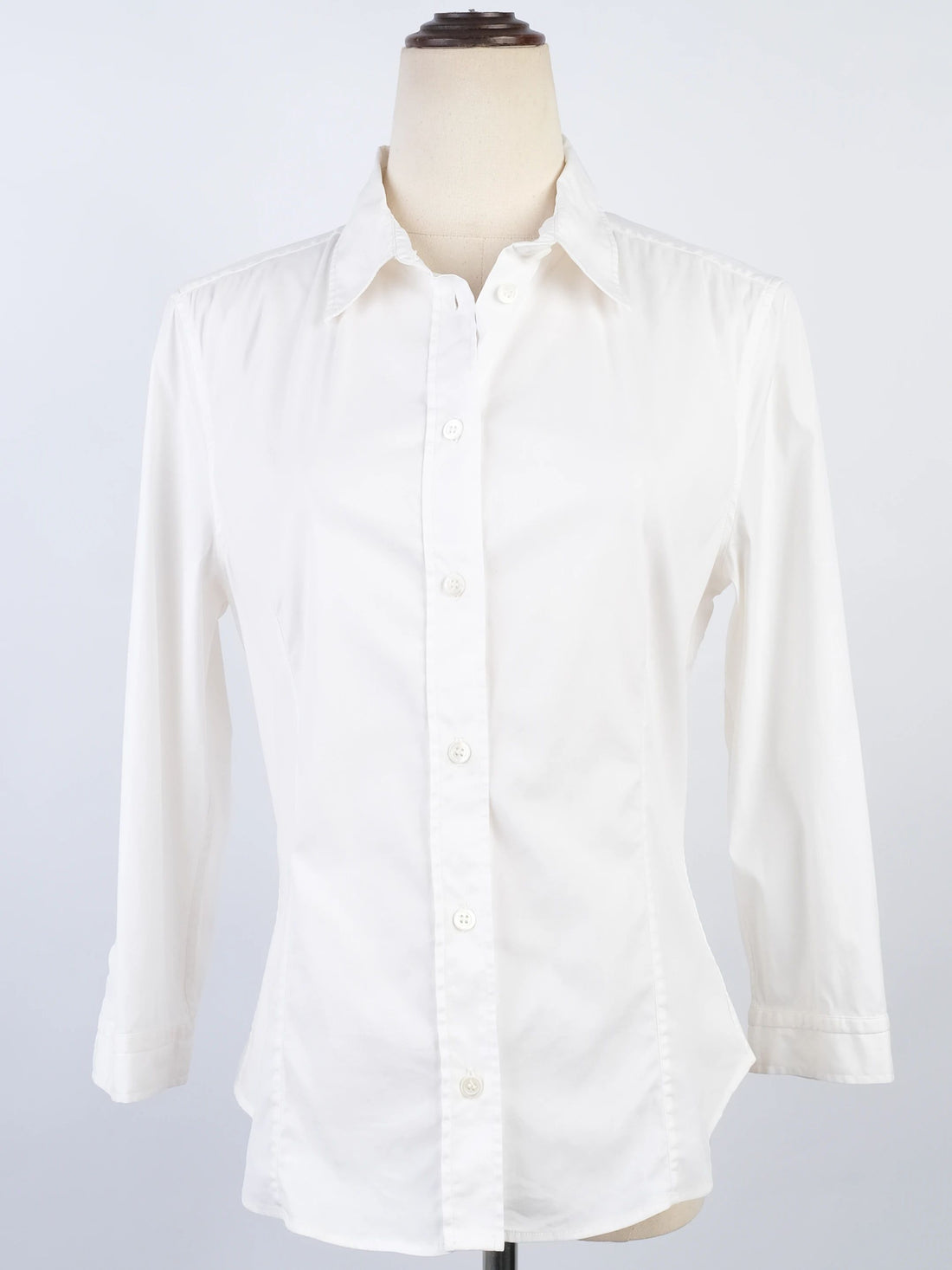 Excellent Prada White Nylon Button-Up Shirt Size L for Women