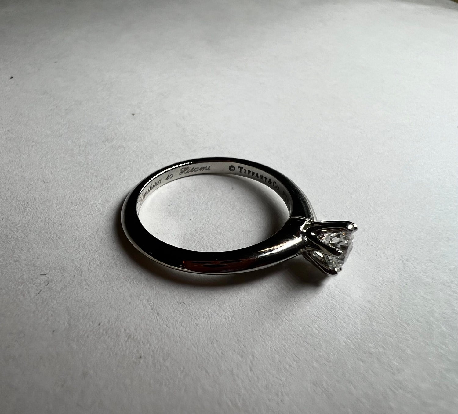 Tiffany &amp; Co. Solitaire Diamond Ring Pt950 4.6g 0.44