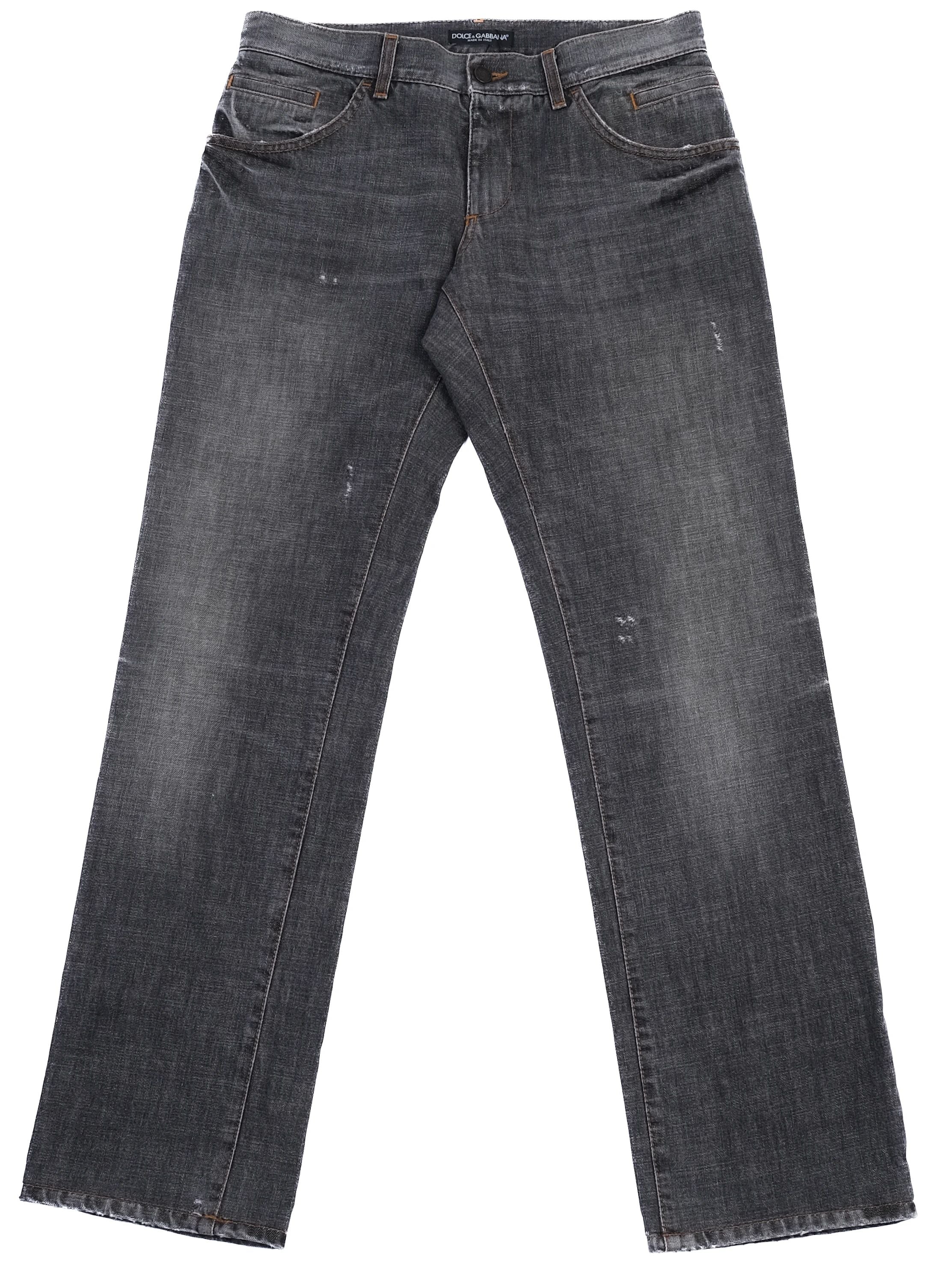 Excellent Dolce Gabbana Dark Gray Distressed Denim Jeans Men