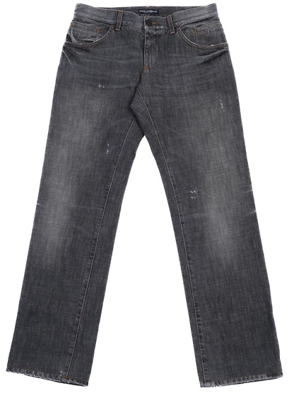 Excellent Dolce Gabbana Dark Gray Distressed Denim Jeans Men