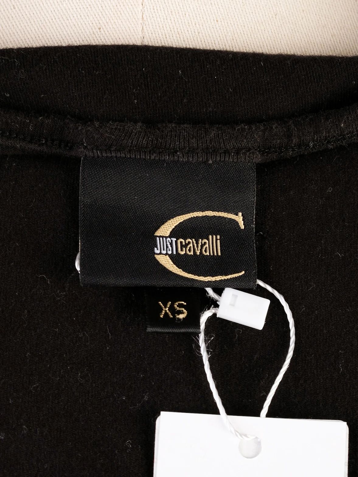 Just Cavalli Black T-Shirt XS with Sequin SG Embellishments