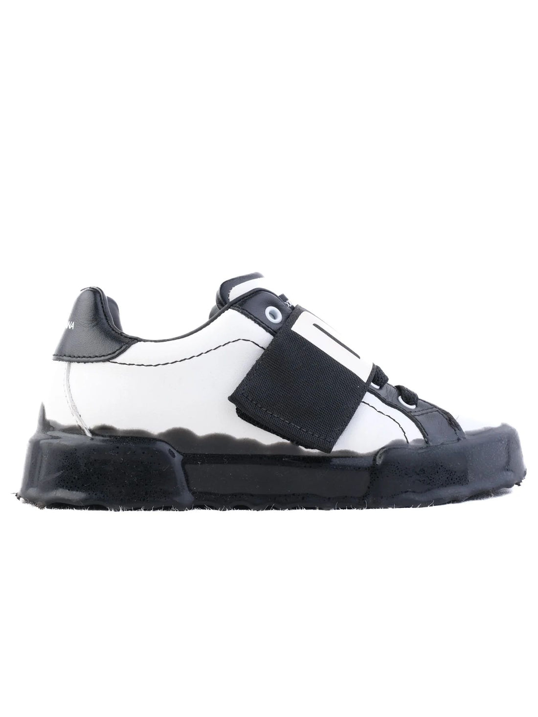 Excellent Dolce & Gabbana Black & White Leather Sneakers Size 29 for Kids