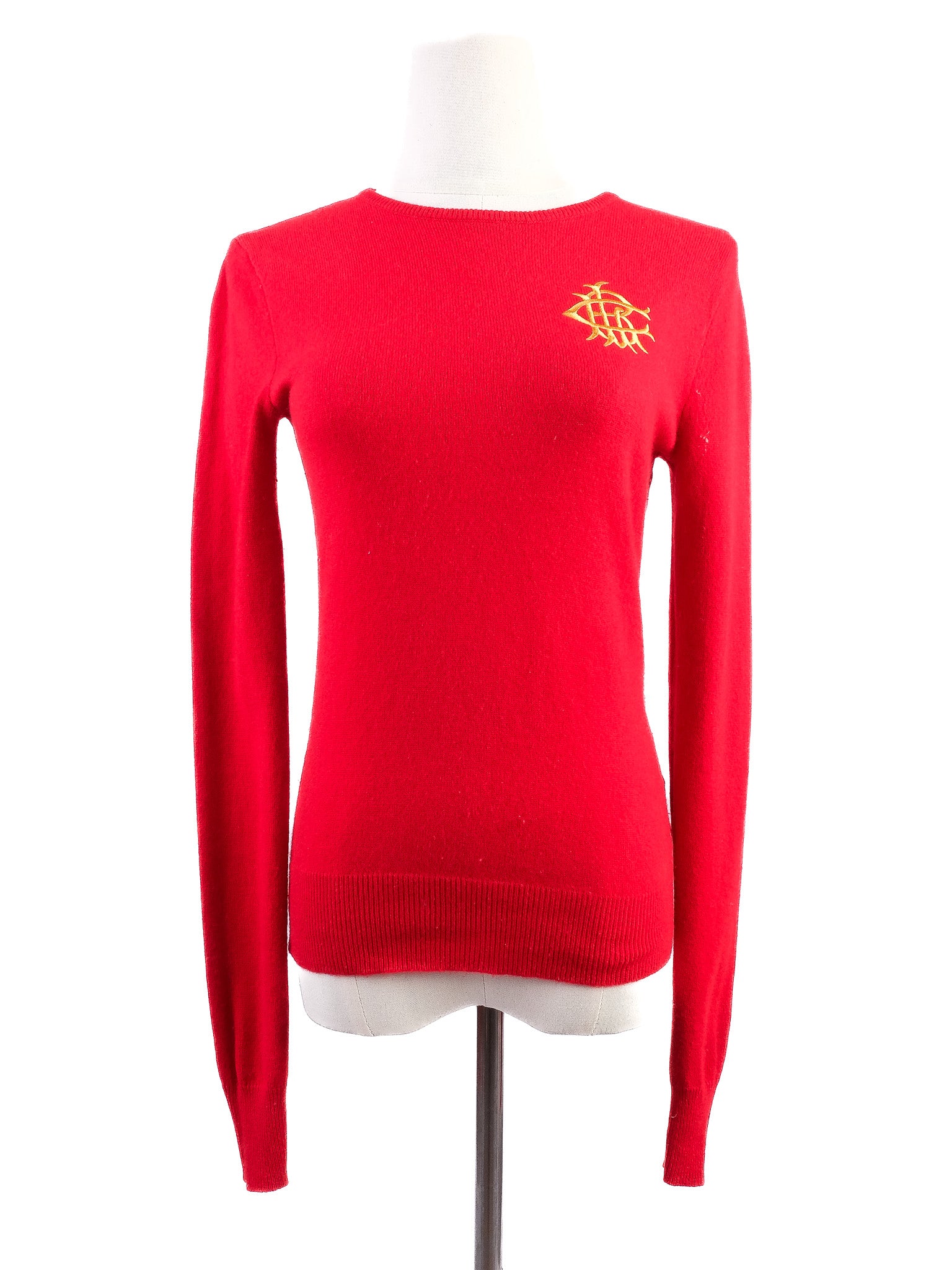 Excellent Ralph Lauren Red Cashmere Sweater Size S with Embroidery