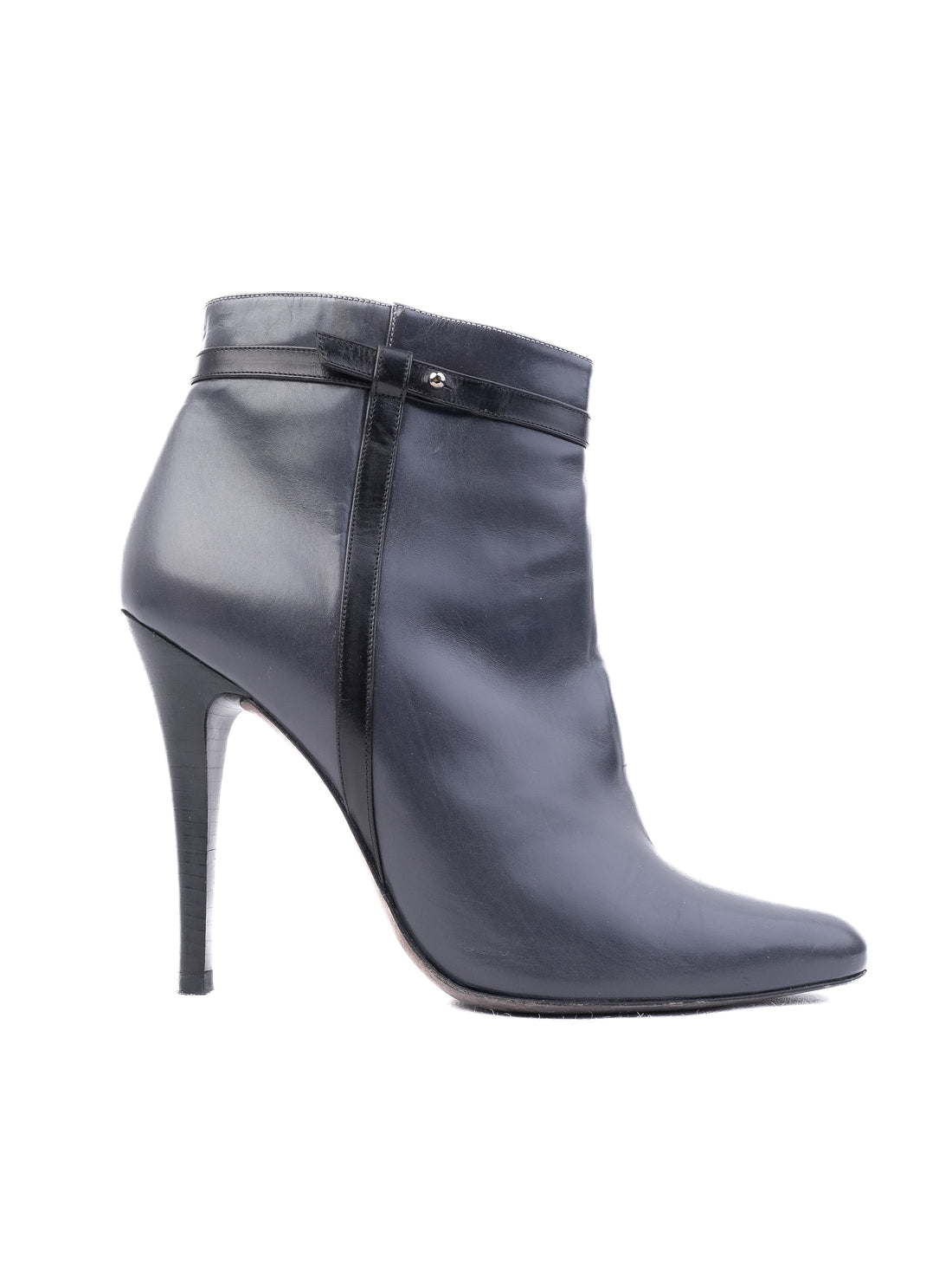 Excellent Barbara Bui Gray Leather High-Heeled Ankle Boots Size 40
