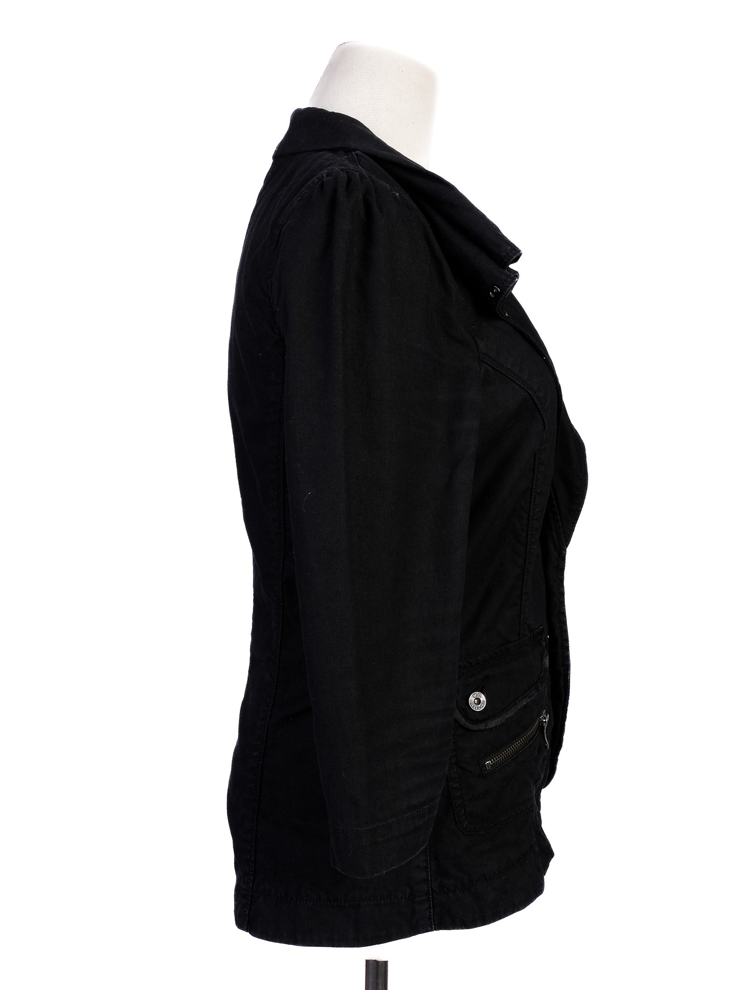 Excellent Diesel Black Cotton Jacket Size S with Tailored Fit