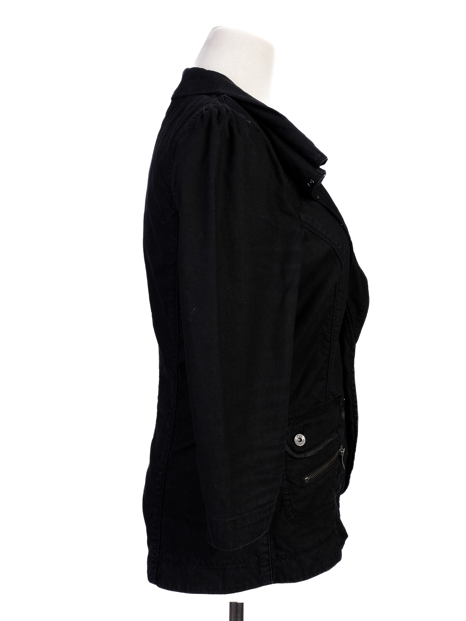 Excellent Diesel Black Cotton Jacket Size S with Tailored Fit