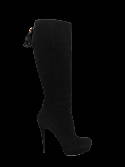 Gucci Black Genuine Suede Knee-High Stiletto Boots Size 36