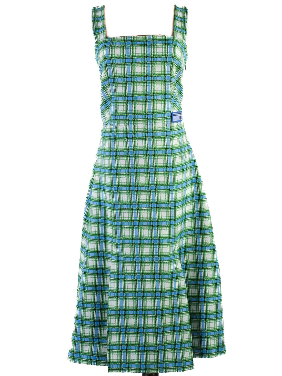 Excellent Prada Green Blue White Plaid Dress Size N/A