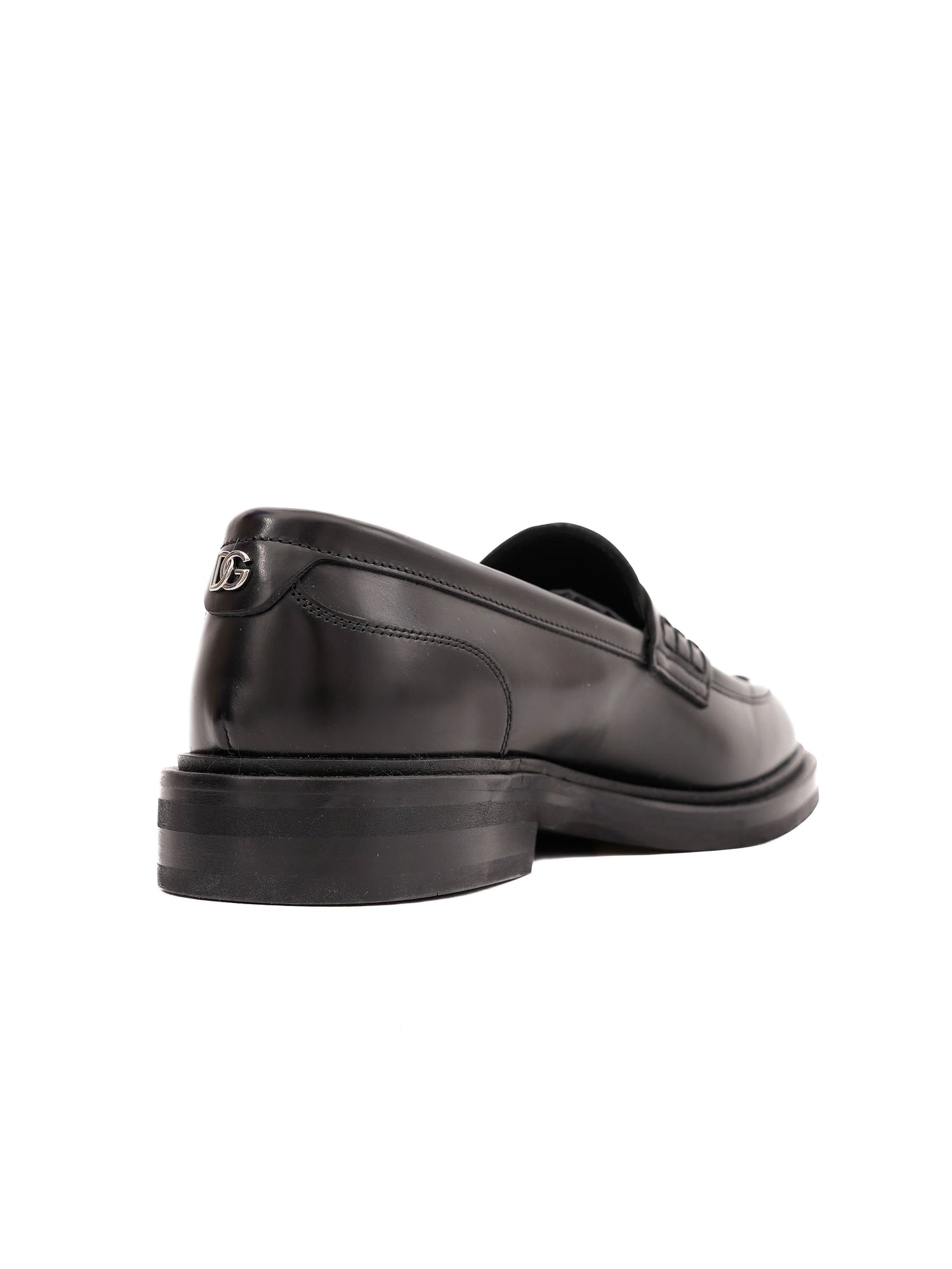 Excellent Dolce Gabbana Black Leather Loafers Size 40 Men