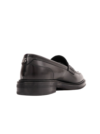 Excellent Dolce Gabbana Black Leather Loafers Size 40 Men