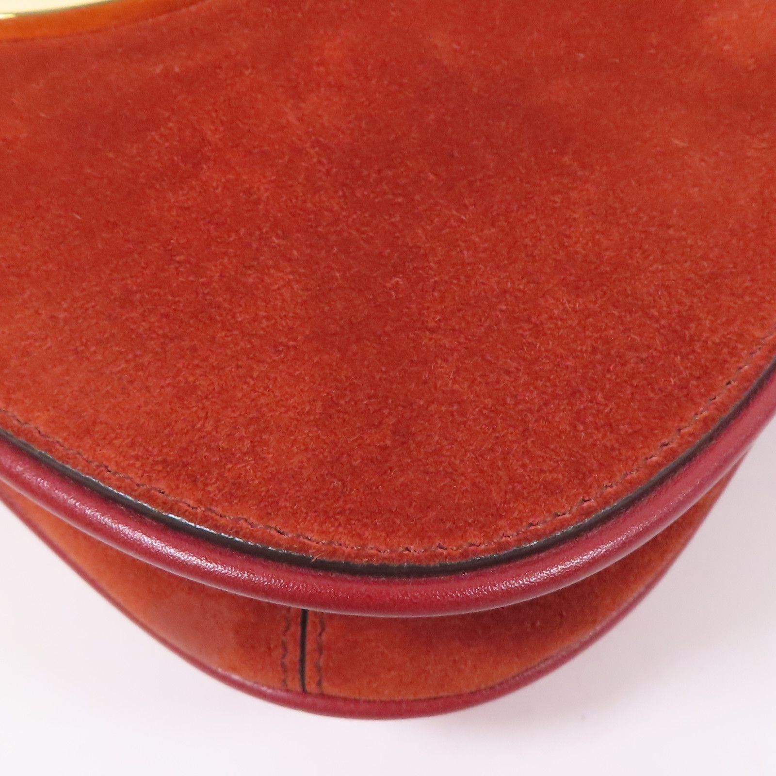 Gucci Calfskin Blondie Chain Shoulder Flap Bag Red Burgundy Suede 699268