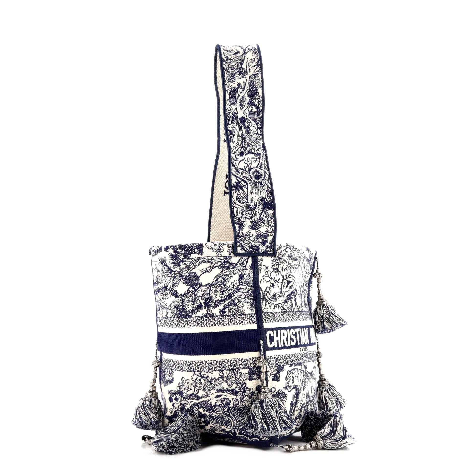 Dior D-Bubble Bucket Bag, Embroidered Canvas