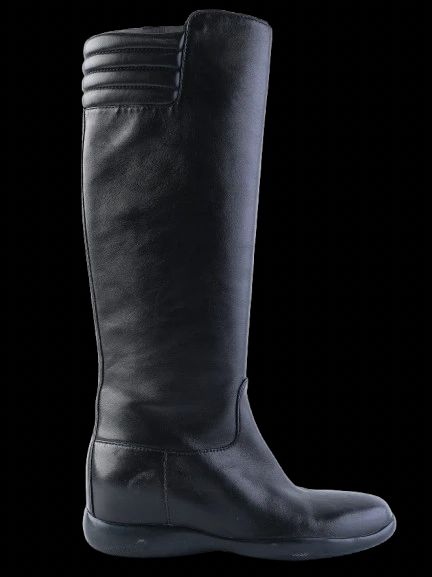 Excellent Prada Black Leather Knee-High Boots Size 38.5