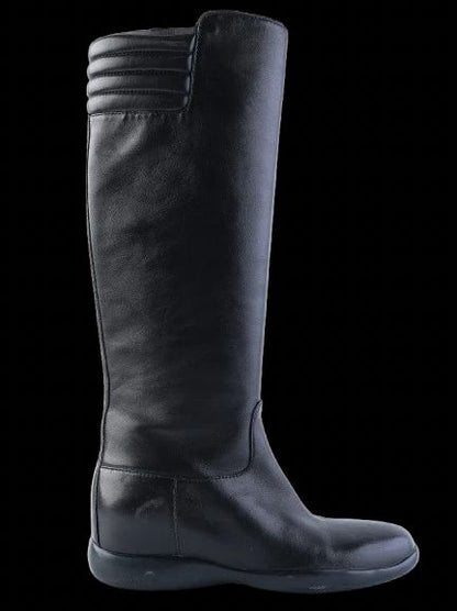 Excellent Prada Black Leather Knee-High Boots Size 38.5