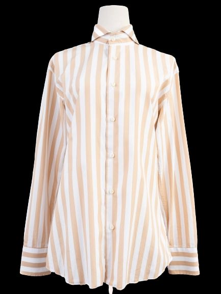 Excellent Michele Negri Long-Sleeve Striped Shirt in Natural Cotton
