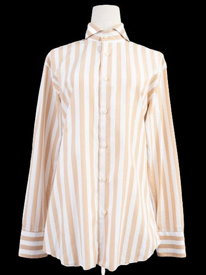 Excellent Michele Negri Long-Sleeve Striped Shirt in Natural Cotton